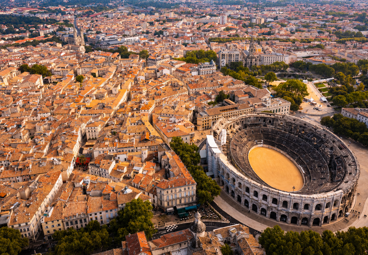 Vue de Nîmes et de ses quartiers résidentiels dans le Gard